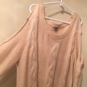 Long cold shoulder knit sweater L